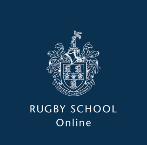 Rugby Online Logo White with Blue Background